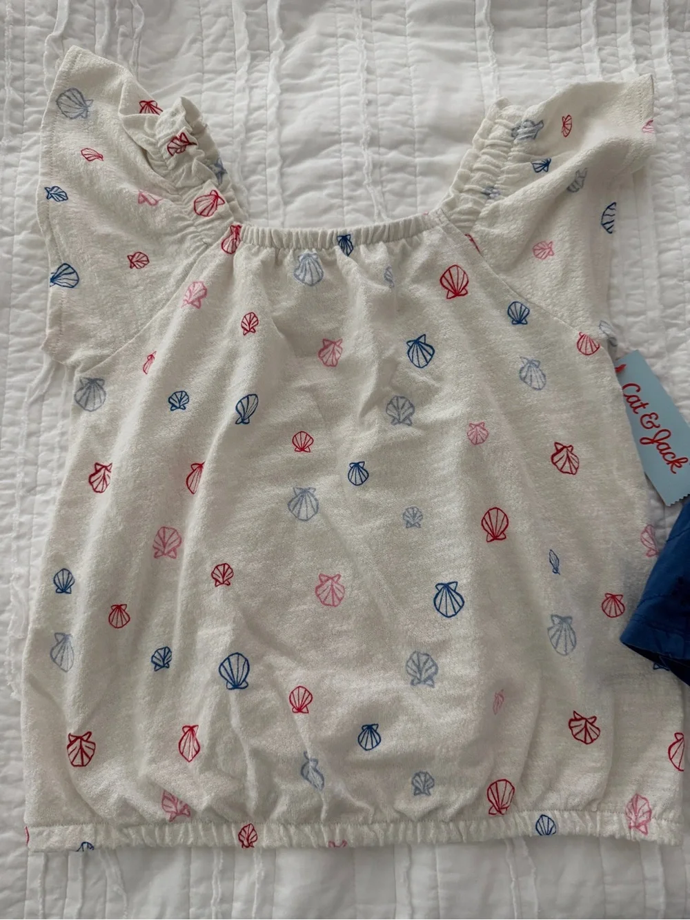 Cat & Jack Tank top and Blue Eyelet Tiered Skirt - Girls size 8